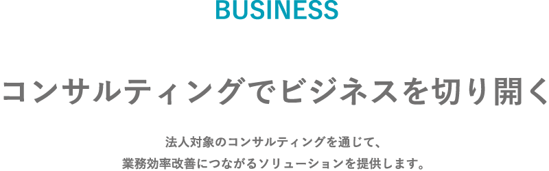 Iotでビジネスを加速する。法人を対象としたコンサルティングを通じて、最適なビジネスモバイルソリューションを提供します。
